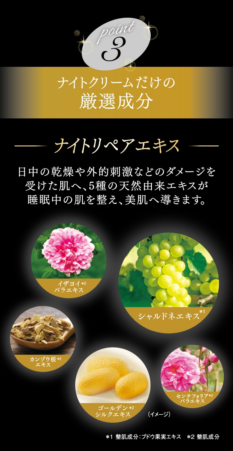 ポイント3ナイトクリームだけの厳選成分
