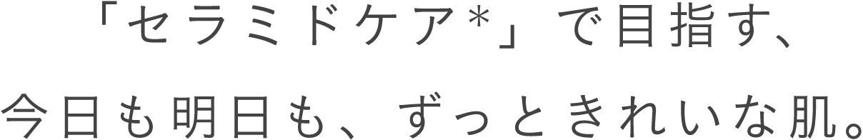 「セラミドケア＊」で目指す、今日も明日も、ずっときれいな肌。