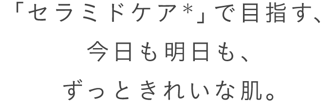 「セラミドケア＊」で目指す、今日も明日も、ずっときれいな肌。