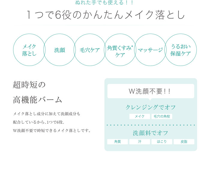 ぬれた手でも使える!! 1つで6役のかんたんメイク落とし