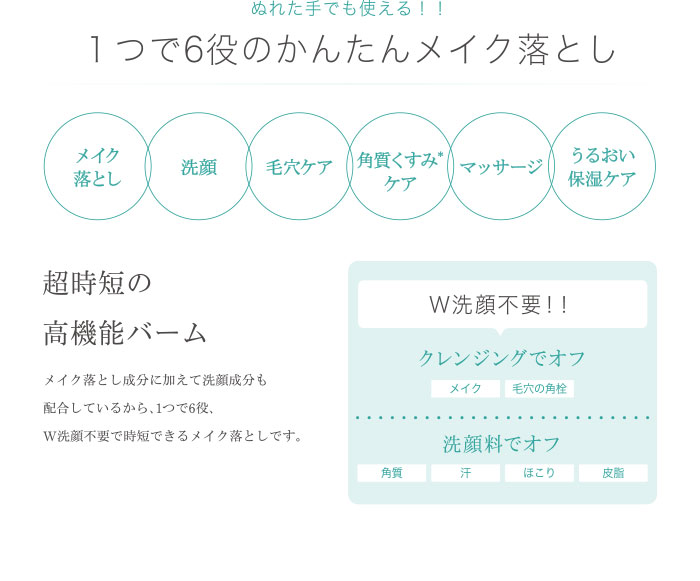 ぬれた手でも使える！！ １つで6役のかんたんメイク落とし