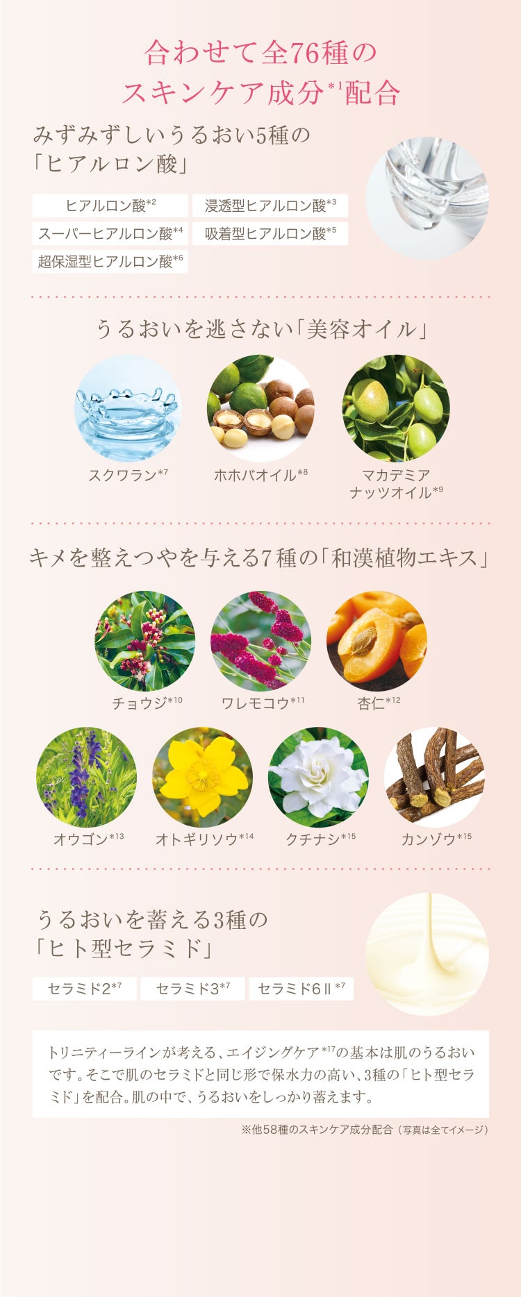 合わせて全76種のスキンケア成分*1配合