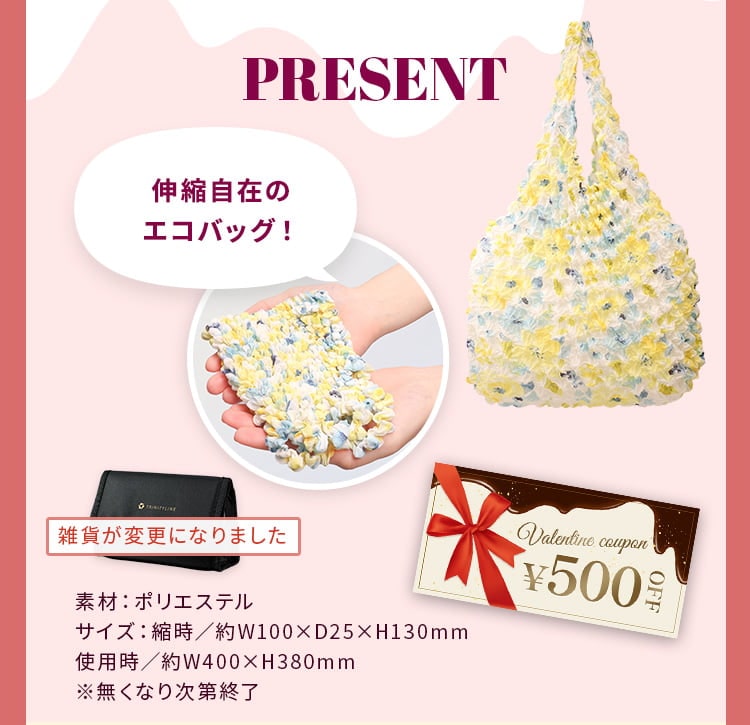 PRESENT オリジナルコスメポーチ メイク直しにうれしいミラー付き 素材：ポリエステル、鏡：ガラス サイズ：約100×160×50mm ※無くなり次第終了